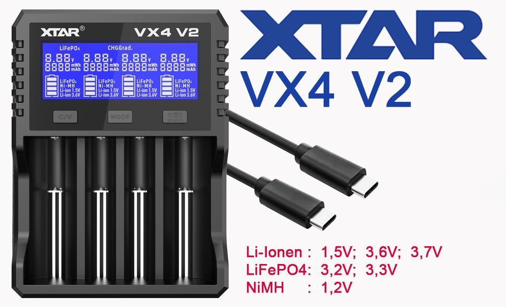 Chargeur rapide XTAR VX4 V2 pour batteries 1,5V Li-Ion, Image du produit 
