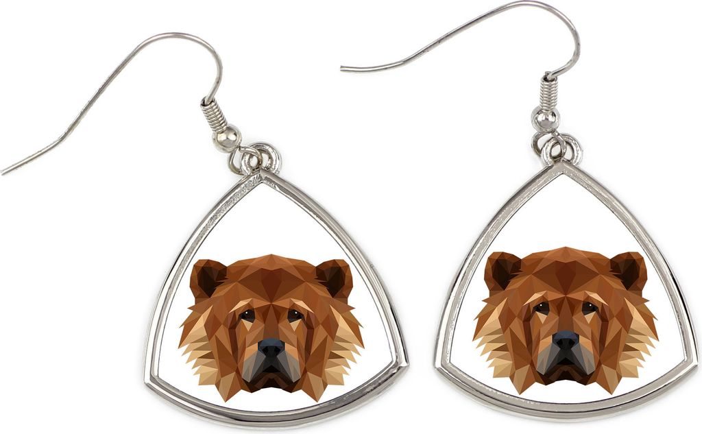 Chow Chow - Ohrringe mit einem Bild und dem Schriftzug "Geometrischer Hund" von Art-Dog