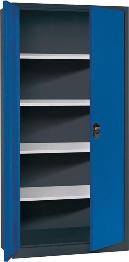 Flügeltürenschrank 4Böden lack.50kg Tragl. H1950xB940xT400mm RAL 7016/5010, 4317784969703