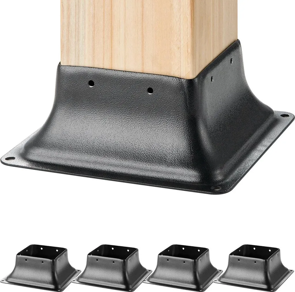 Kit 4 Basi Pali 4x4 Pollici | Supporti Acciaio Nero per Recinzione