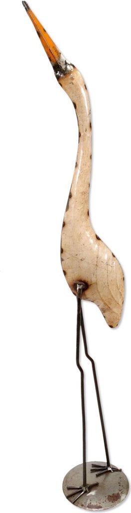 Metall Dekofigur Reiher 20 x 92cm creme Garten-Figur Deko Vogel Skulptur Tierfigur Vogelschreck