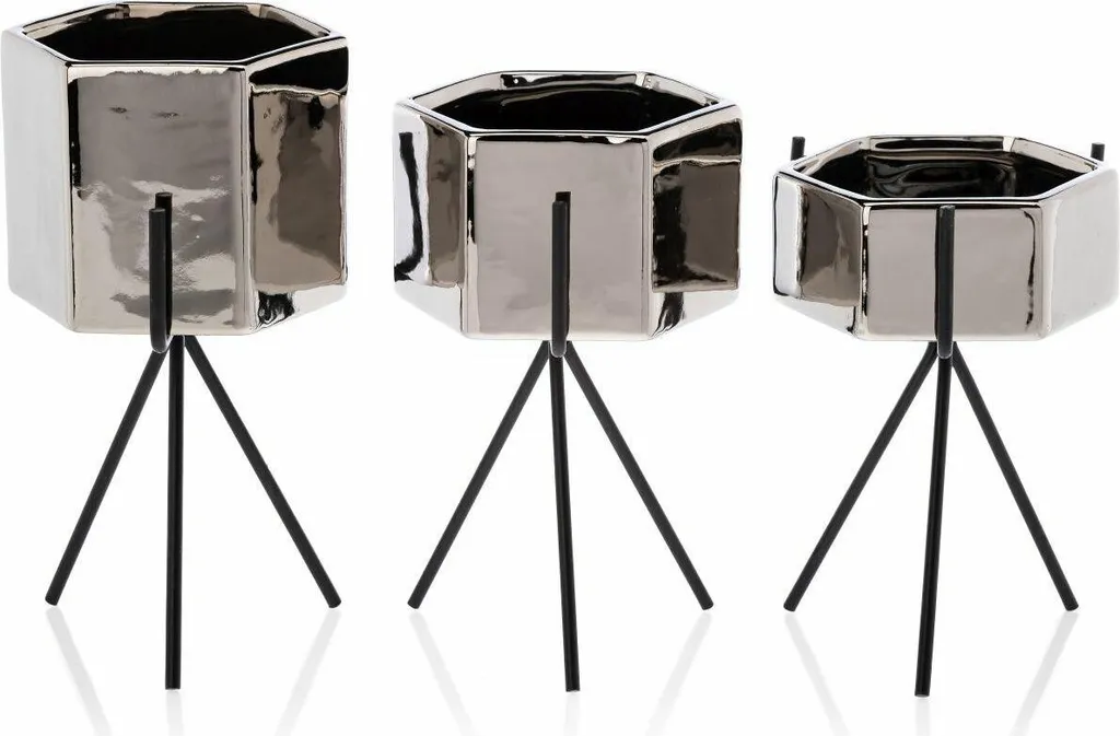 Sublimez vos plantes d'intérieur avec le kit de 3 jardinières Sashi Argent