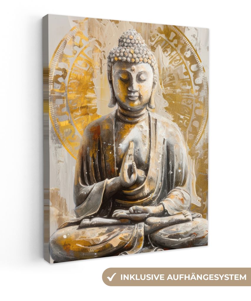 Leinwandbilder 60x80 cm - Buddha, moderne Wandbilder für Wohnzimmer
