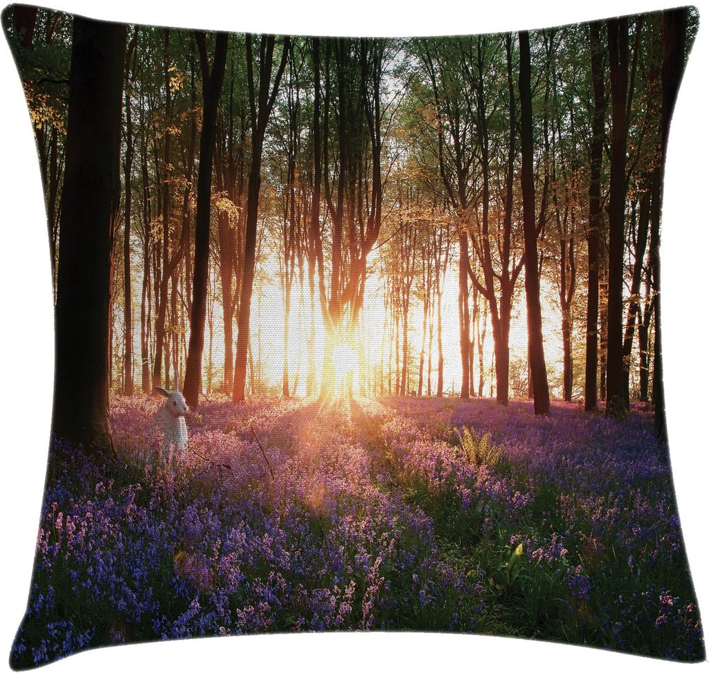 ABAKUHAUS Wald Kissenbezug, Sonnenaufgang Woods im Frühjahr, Waschbar mit Reißverschluss Kissenhülle mit Farbfesten Klaren Farben Beidseitiger D...