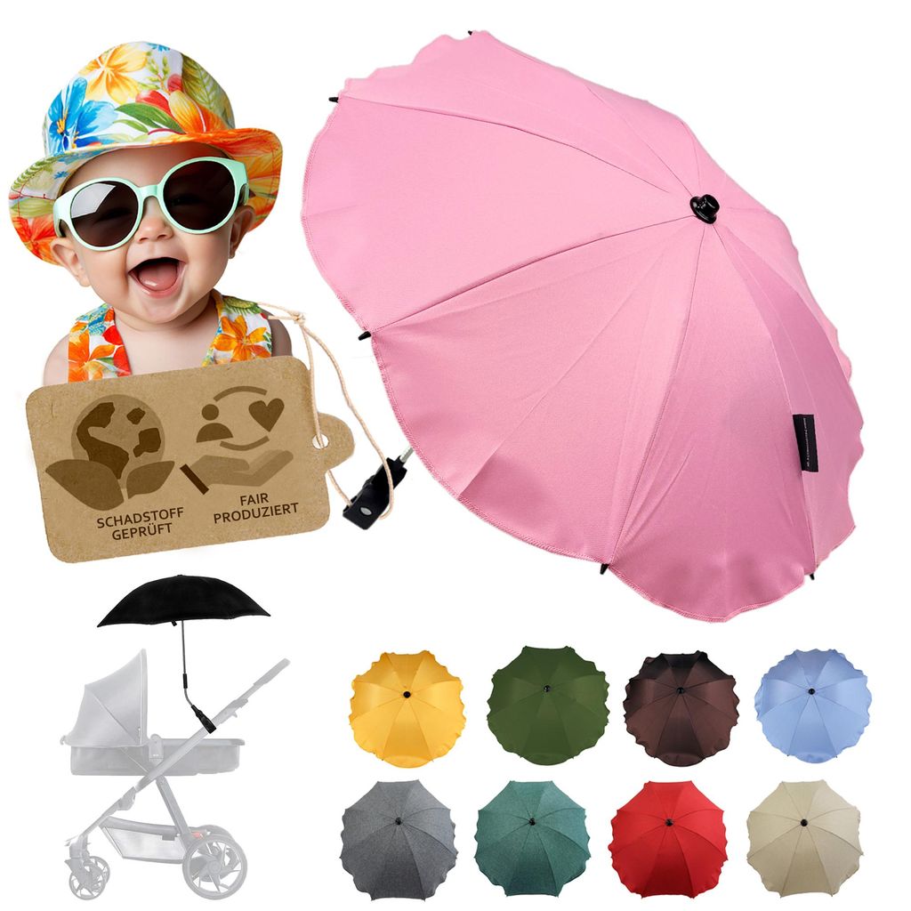 BAMBINIWELT Sonnenschirm für Kinderwagen Ø68cm UV-Schutz50+ Produktbild 