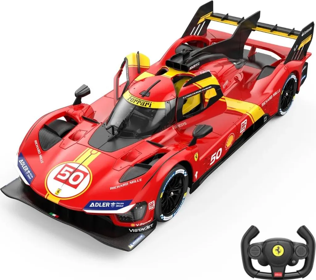 Voiture radiocommandée Ferrari 499P LMDh 1:14 Rouge avec LED et 2,4 GHz