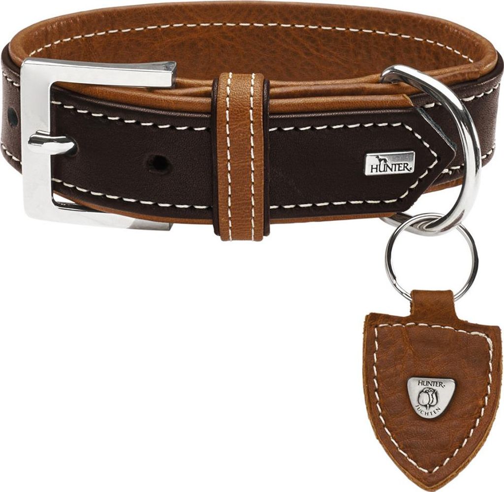 Hunter Halsband Tara dunkelbraun/cognac, Größe: 70 cm / Breite: 4,0 cm