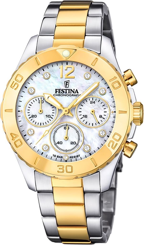 Festina Armbanduhr Damen Casual Edelstahl Uhr silber gold Produktbild 