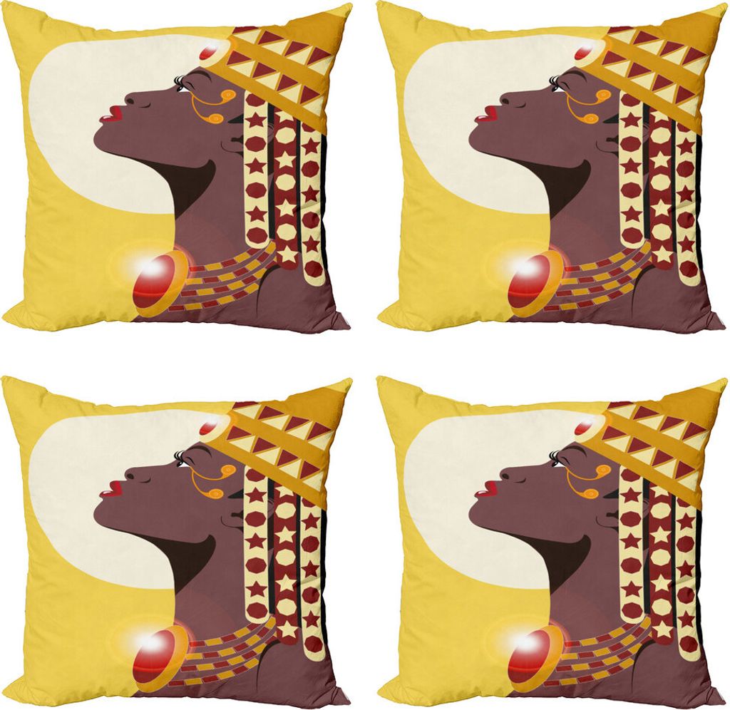 ABAKUHAUS Königin Kissenbezug Set (4 Stück), Frau, Moderner Doppelseitiger Digitaldruck, 50 cm x 50 cm, Dunkle Mauve Burgund