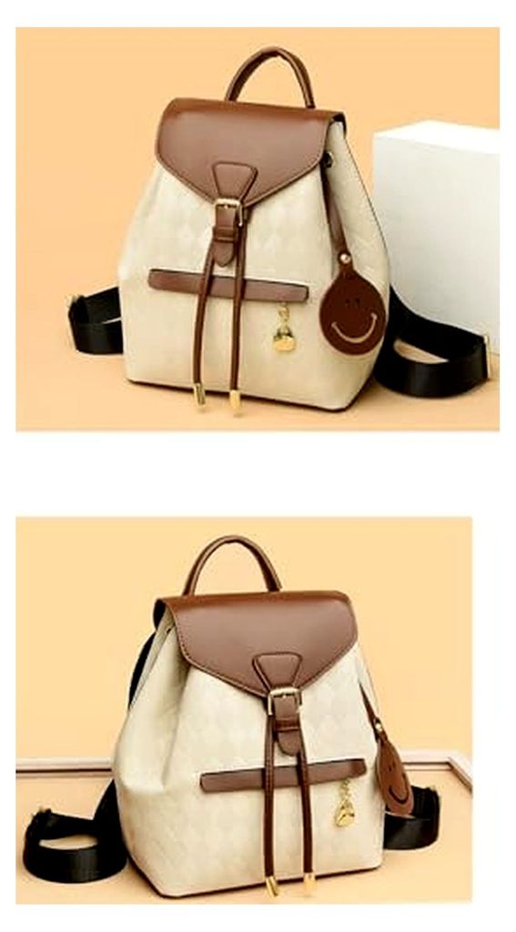 Damen Rucksack aus Kunstleder, Schnalle Klappe Rucksack mit Kordelzug Diebstahlschutz Vintage Lederrucksack, Mode Elegant Designer Mini Backpack Wa...