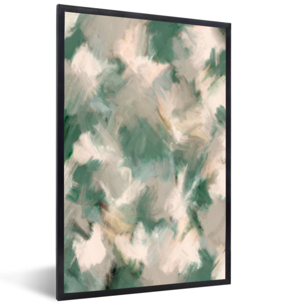 MuchoWow Gerahmtes Poster Grün - Muster - Farbe - Abstrakt 20x30 cm - Poster mit Schwarzem Bilderrahmen Wandposter Rahmen Foto Bilder - Drucken ...