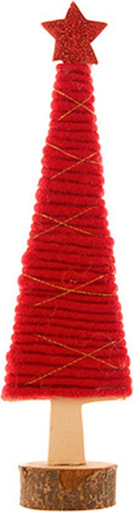 Weihnachtstischdekoration: Plüsch-Rentier-Weihnachtsmann-Figur aus Wollfilz mit Holzsockel für winterliche Etageren und Kaminsimse.
