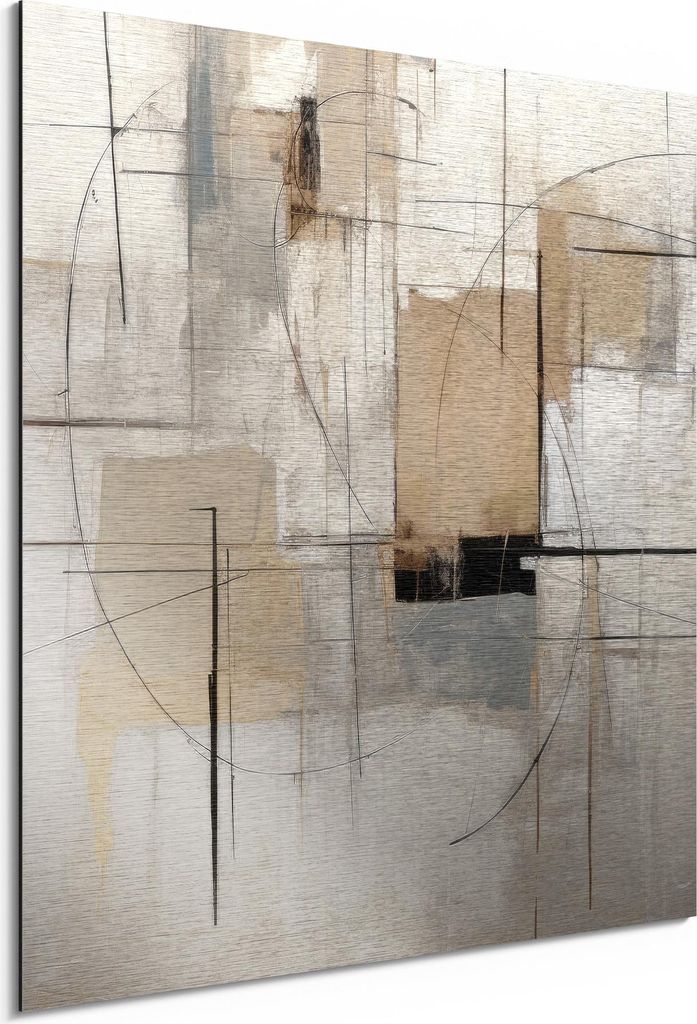 DEQORI Alu-Dibond Bild Silber 50x50 cm 'Urbaner Minimalismus' Wandbild Metall dünn Design