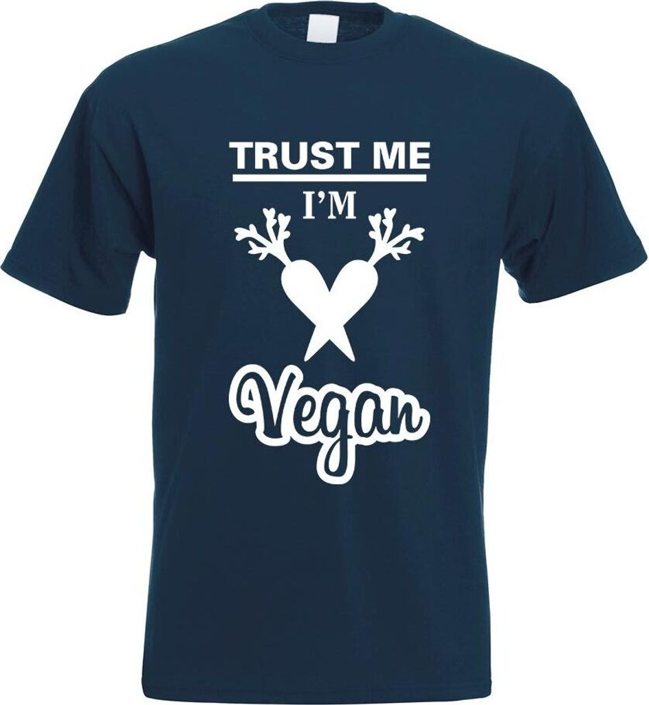 Kiwistar - T-Shirt - Navy - Trust me, im vegan Veganer Motiv Bedruckt Funshirt Design Print - mit Motiv Bedruckt - Funshirt Design - Sport - Freize...