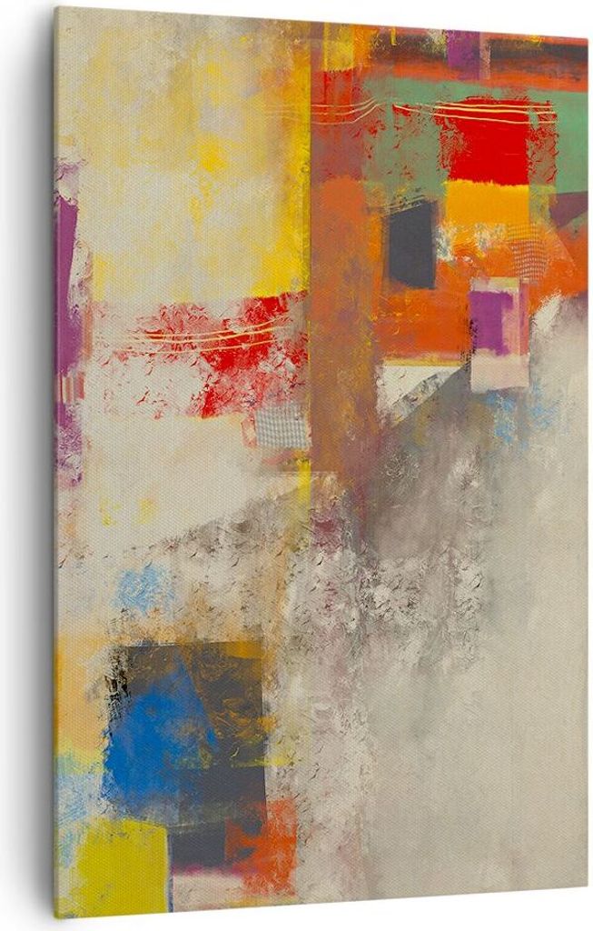 Bild auf Leinwand - Leinwandbild - Einteilig - Abstraktion die Farben modern - 80x120cm - Wand Bild - Wandbilder - Leinwanddruck - Wanddekoration -...
