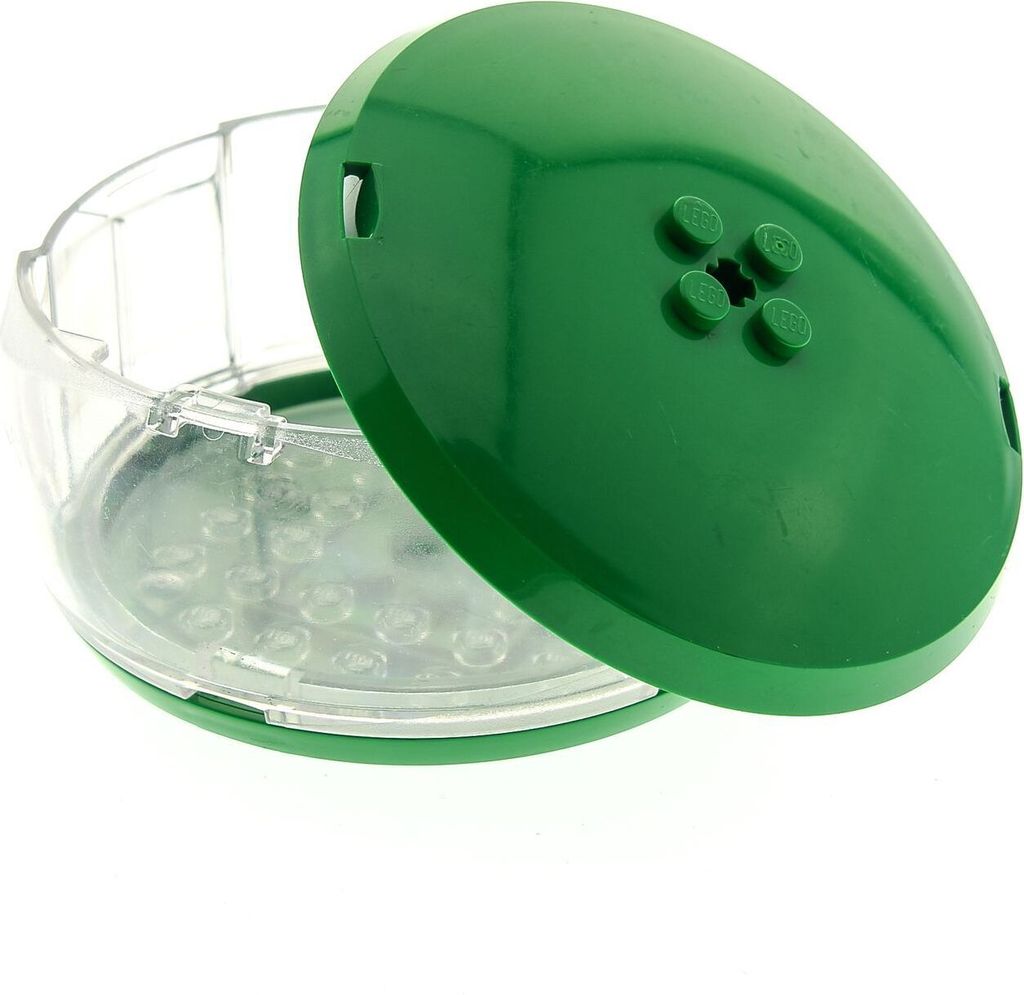 1x Lego Container Dose 10x10x3 transparent Deckel grün Produktbild 
