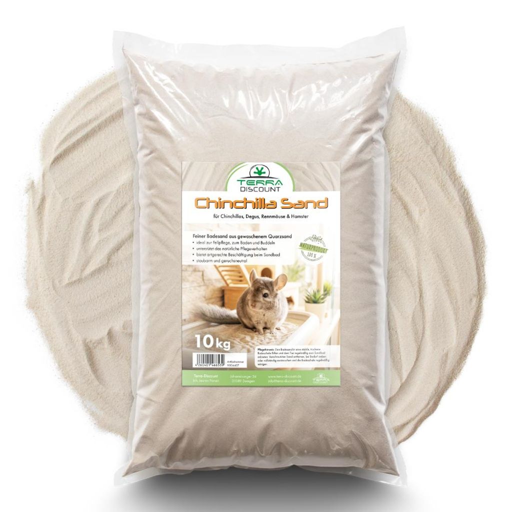 Chinchillasand 10 kg – feiner Badesand aus Quarzsand für Produktbild  KI-generiertes Bild