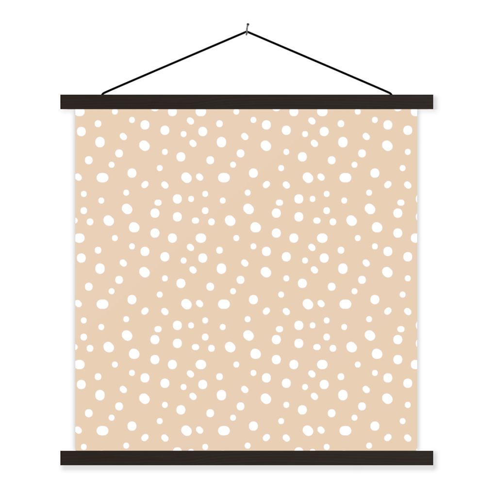 MuchoWow Textilposter Design - Punkte - Beige 40x40 cm mit schwarzem Rahmen - Fotos