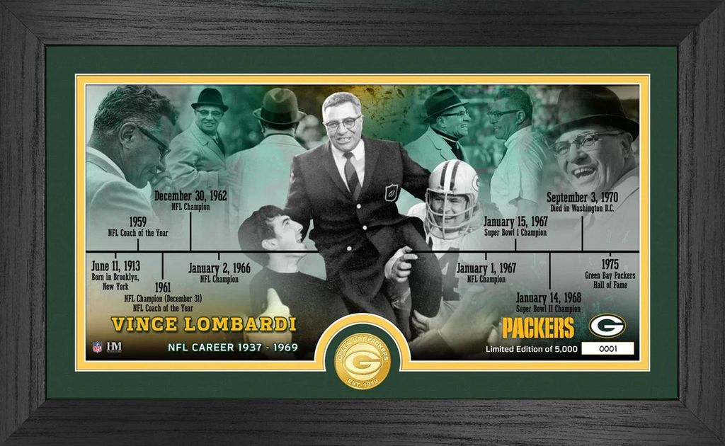 Green Bay Packers Vince Lombardi Career Timeline Coin Bild