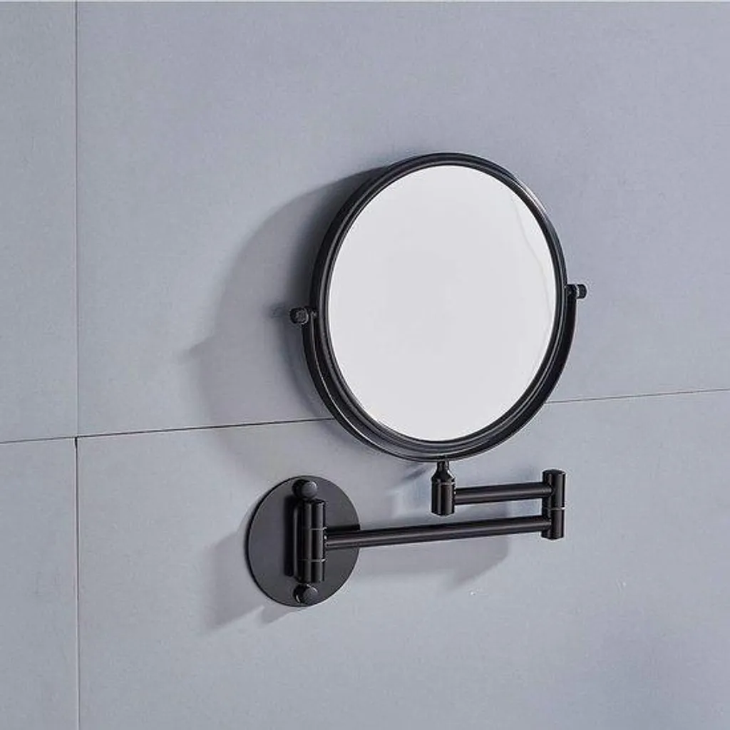 Miroir rond grossissant 3x noir télescopique avec bras double articulé