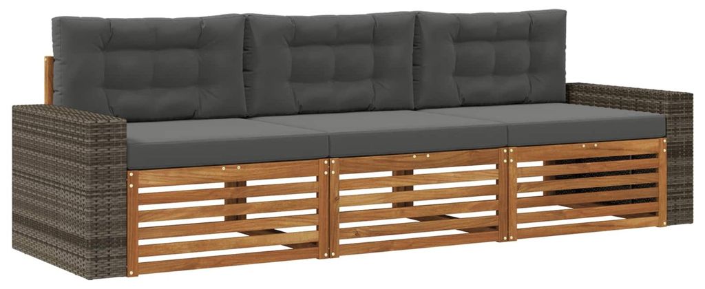 vidaXL Outdoor-Sofagarnitur 3 pcs Natur und Anthrazit Polyester