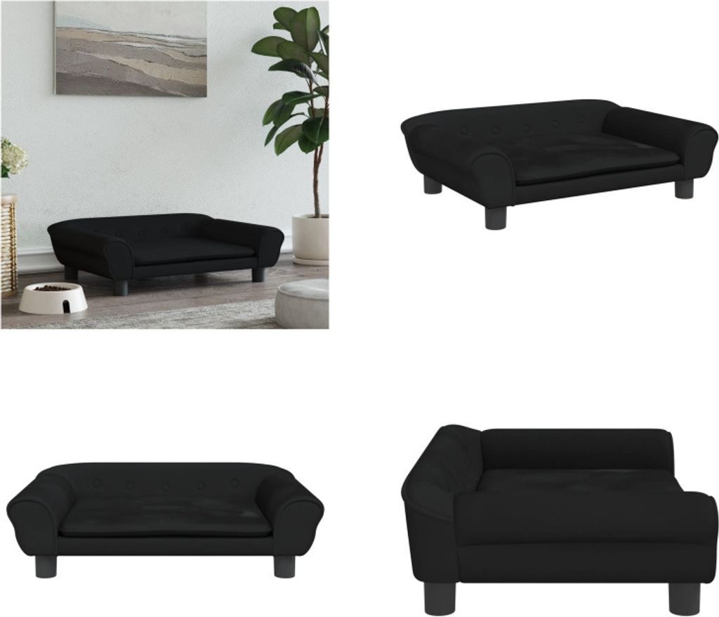 vidaXL Hundebett Schwarz 70x48x22 cm Samt - Hundebett - Hundebetten - Hundesofa - Haustiersofa