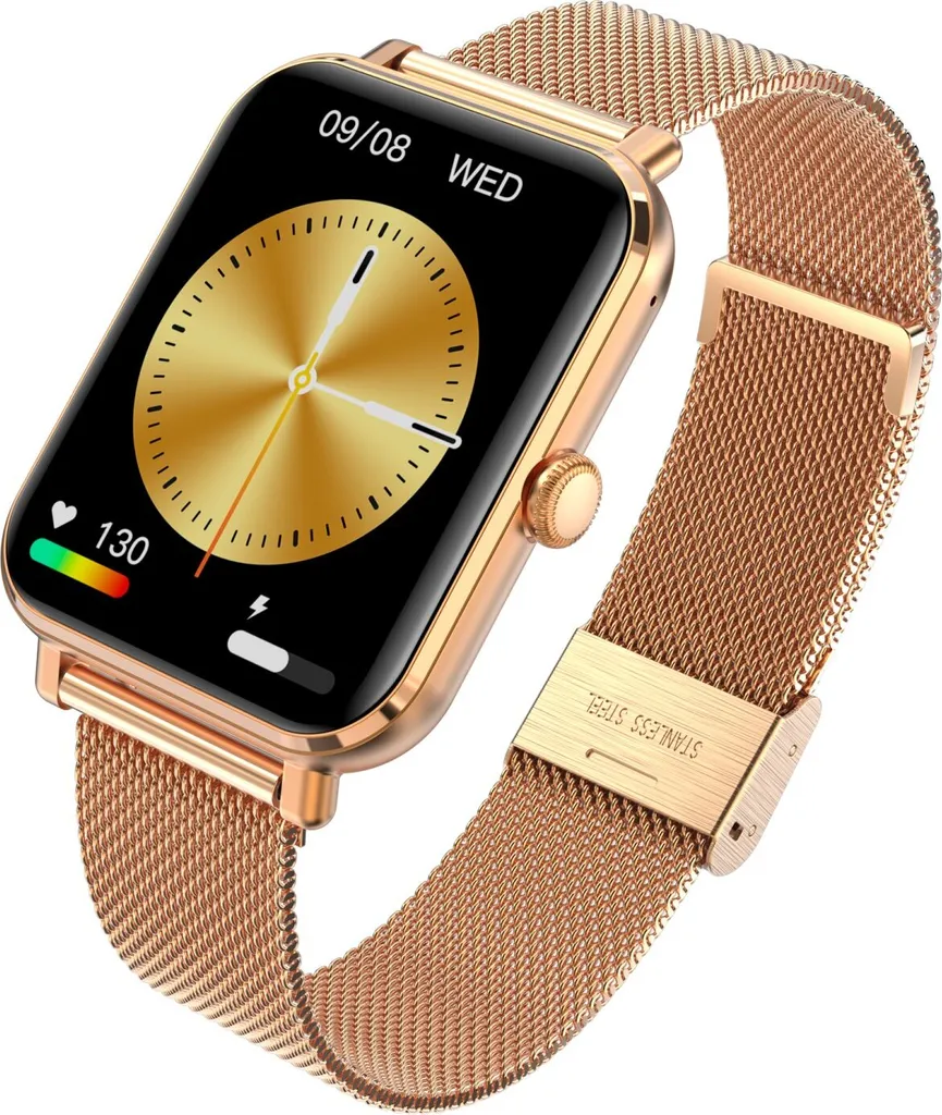 Montre Connectée Homme et Femme GRC Classic AMOLED Acier Inox Doré