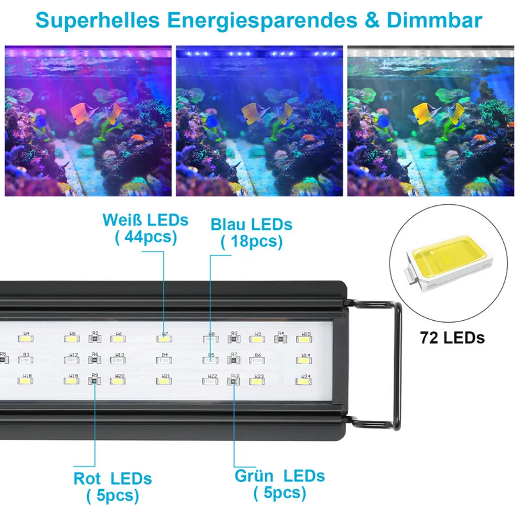 Lampe LED pour Aquarium Planté 64-90 cm Dimmable 28W avec Timer Intégré - 4