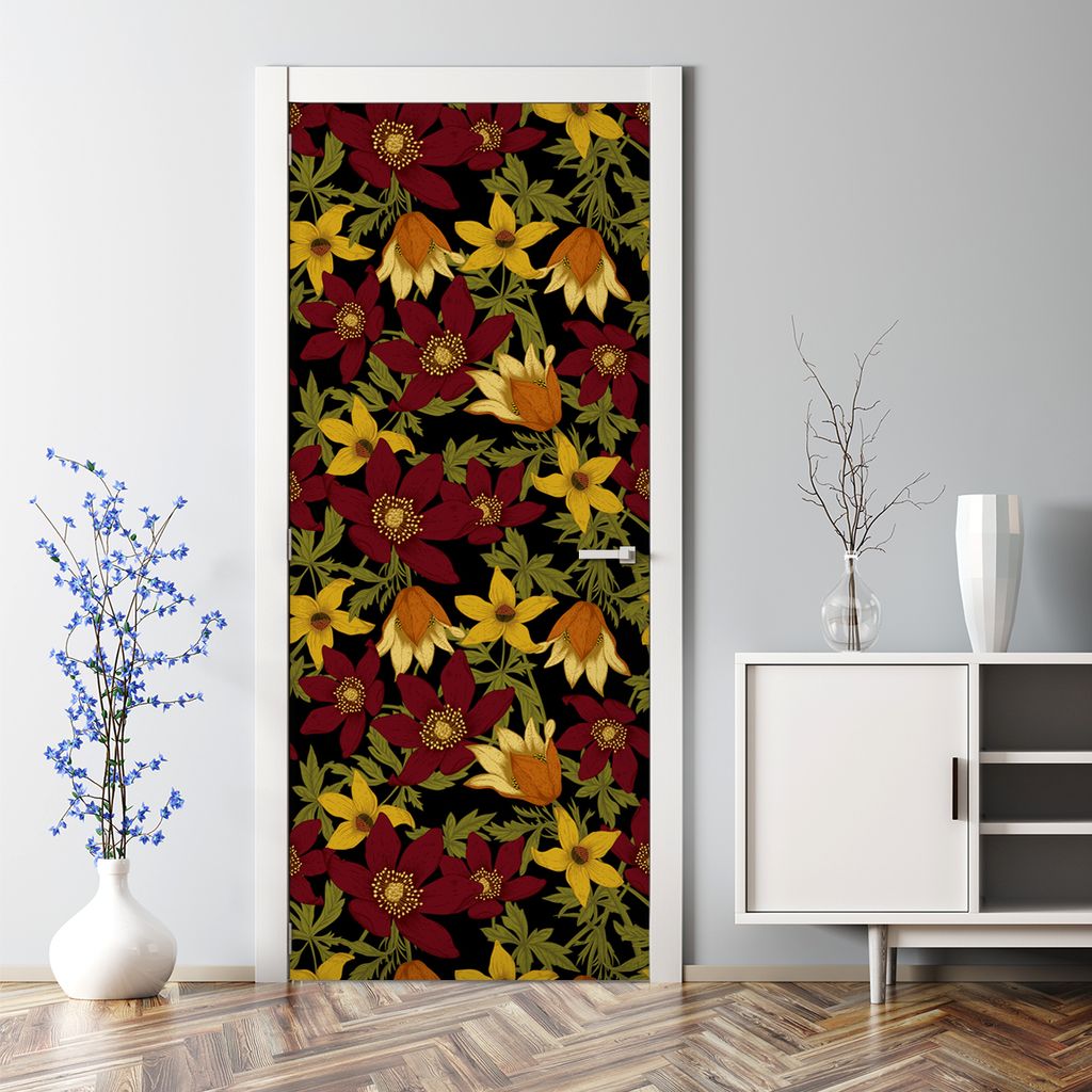 Dekorative Türposter Klebefolie selbstklebend Wandaufkleber Vintage Gänseblümche 85 x 200 cm