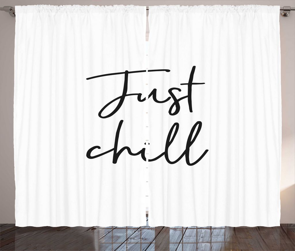 ABAKUHAUS Einfach nur chillen Rustikaler Vorhang, Hand gezeichnete Typografie, Wohnzimmer Universalband Gardinen mit Schlaufen und Haken, 280 x 245...