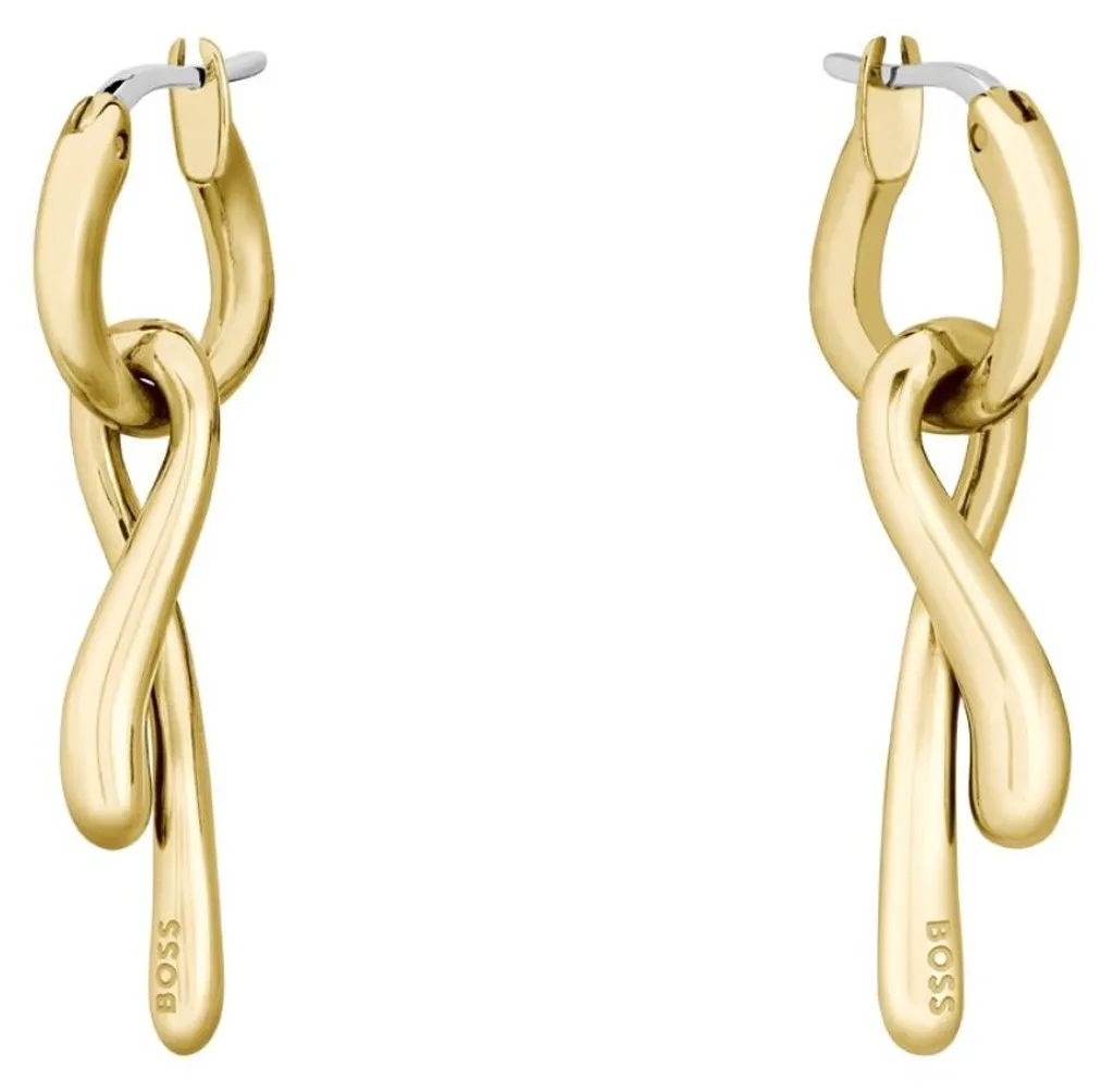 Boucles d'oreilles 2en1 acier doré pour looks variés : modèle chic 1580704
