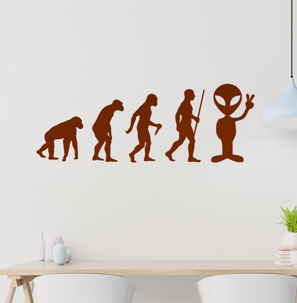 Alien Peace UFO Evolution Wandtattoo Wandaufkleber Wall Sticker - Dekoration, Küche, Wohnzimmer, Schlafzimmer, Badezimmer