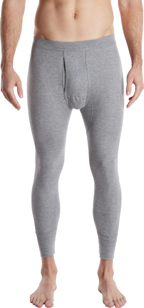CECEBA Herren lange Unterhose, Baumwolle, Doppelripp, grau, uni, mit Bündchen, offener Eingriff Größe: 5