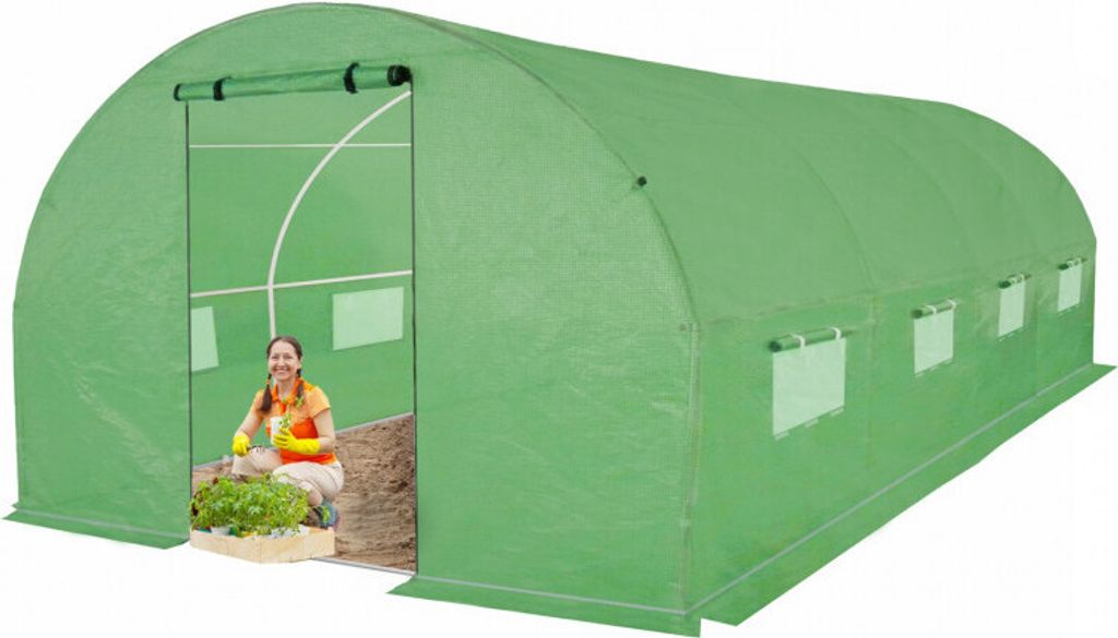 4iQ Gewächshaus Folientunnel 3x6m Grün 1/2+2/2