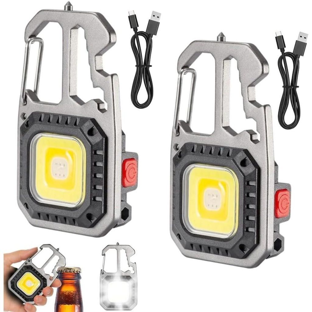 Mini LED Notlicht Taschenlampe Schlüsselanhänger Arbeitsleuchte Wiederaufladbar 6 Modi 800 Lumen Magnetfuß für Camping Reparatur Notbeleuchtung