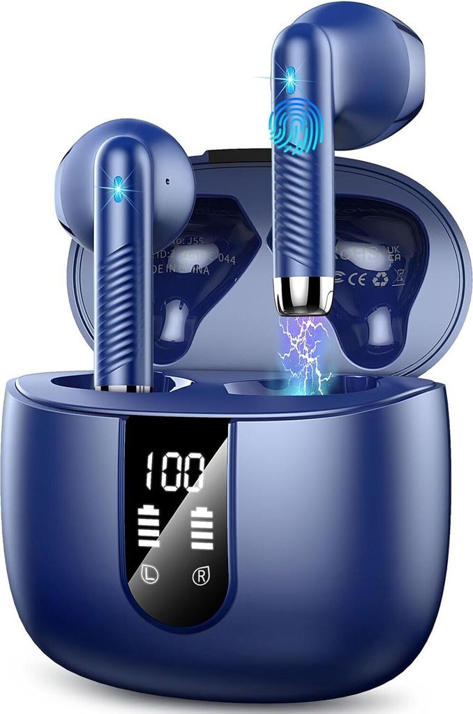 Kabellos mit 4 Mic, 48H Tiefer Bass Spielzeit Wireless Earbud, LED-Anzeige, Bluetooth Ohrhörer mit ENC Noise Cancelling, IP7 Wasserdicht Sport USB-C
