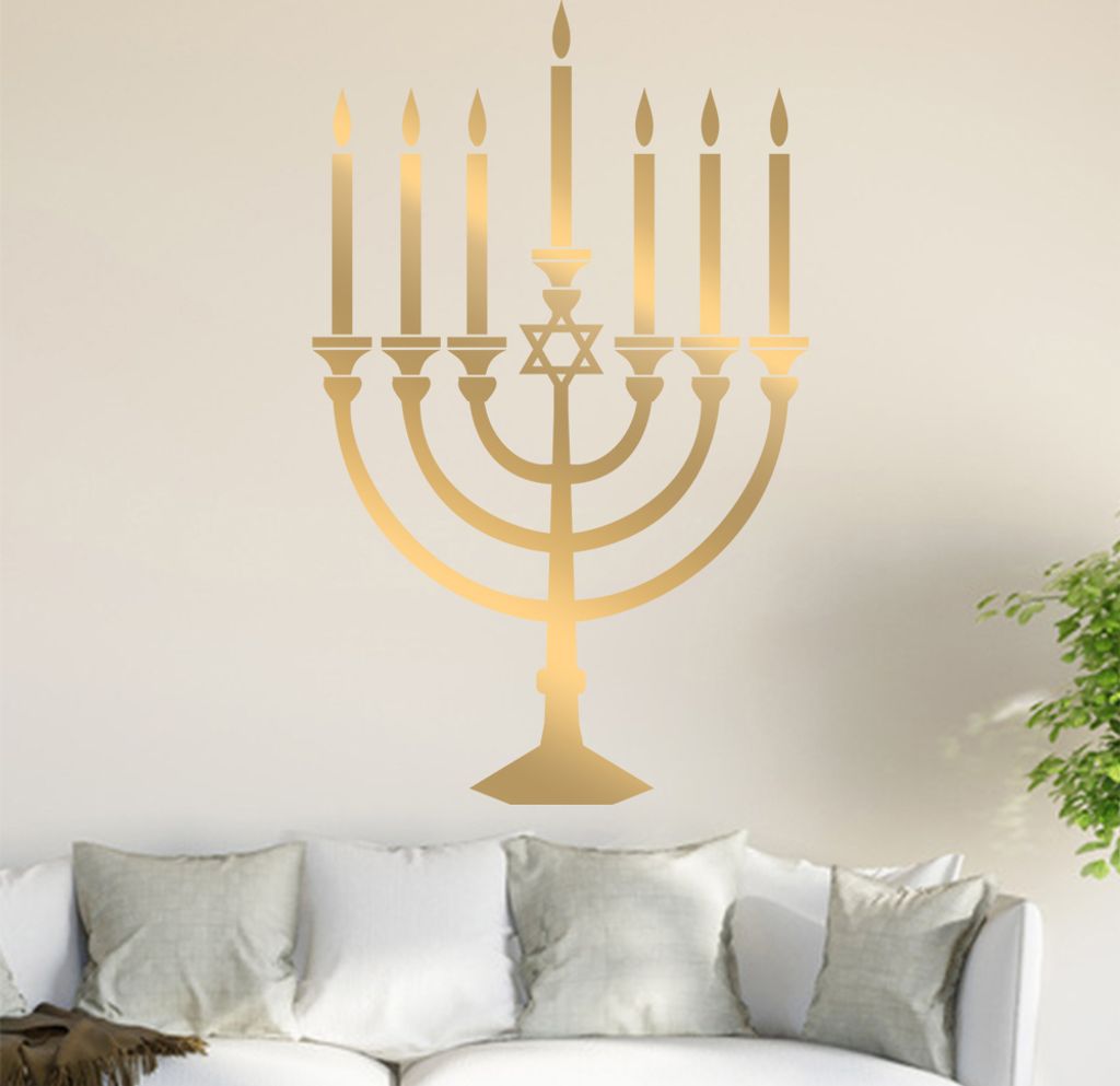 Menora Wandtattoo in 6 Größen - Wandaufkleber Wall Sticker - Dekoration, Küche, Wohnzimmer, Schlafzimmer, Badezimmer