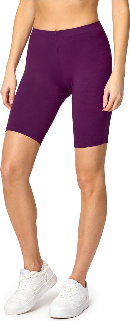 Bellivalini Damen Kurze Leggings aus Viskose BLV50-149 (Pflaume, XS)