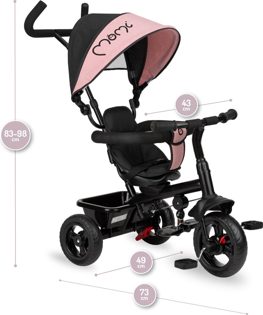 MoMi IRIS dětská tříkolka 5 v 1 - kočárek, rukojeť, od 9 Obrázek produktu 5