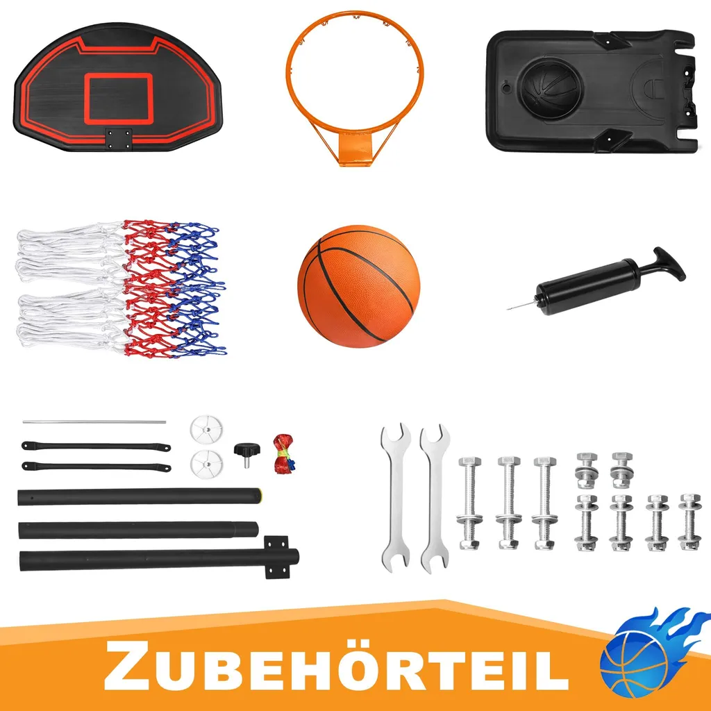 Panier de Basket Mobile 2m10 avec Roulettes et Hauteur de Jeu Variable