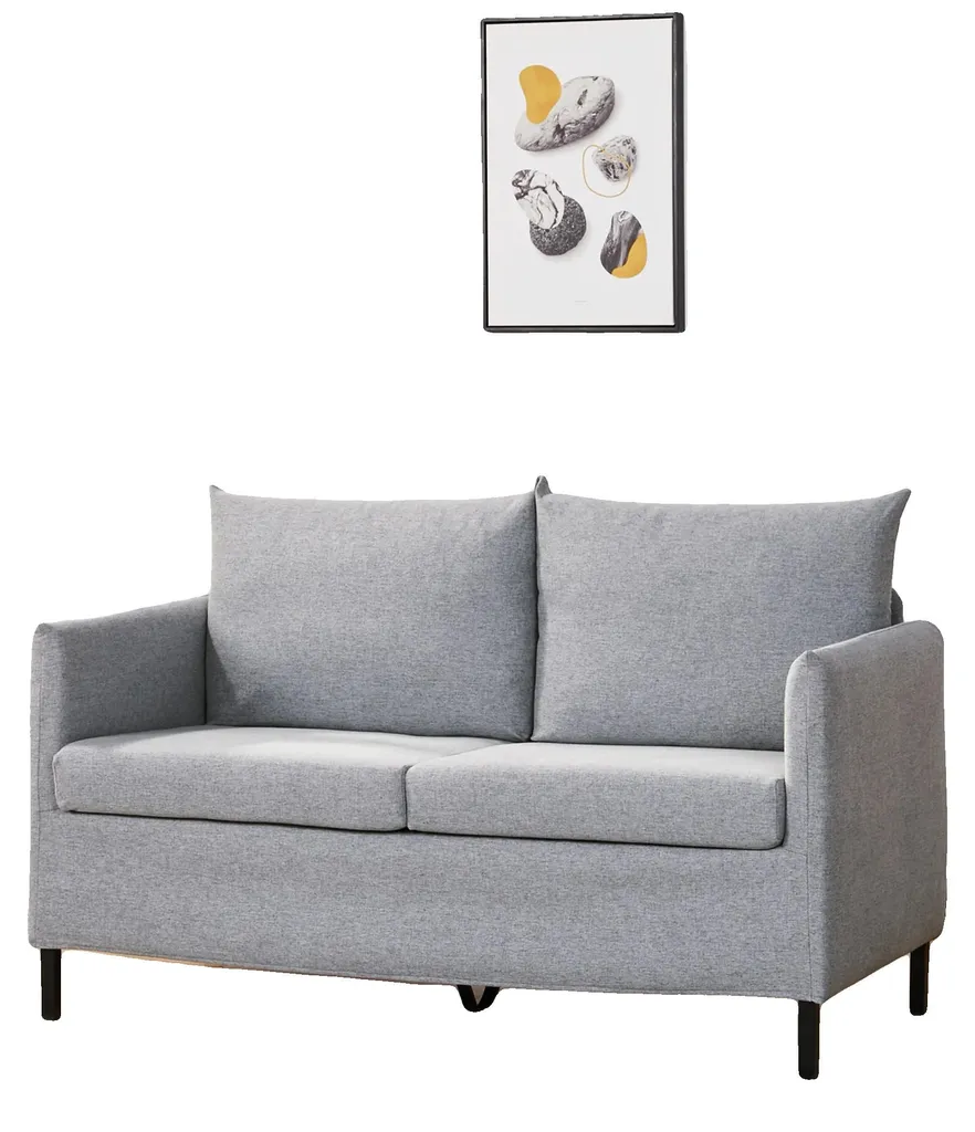 Canapé scandinave gris clair idéal pour petit salon ou studio moderne