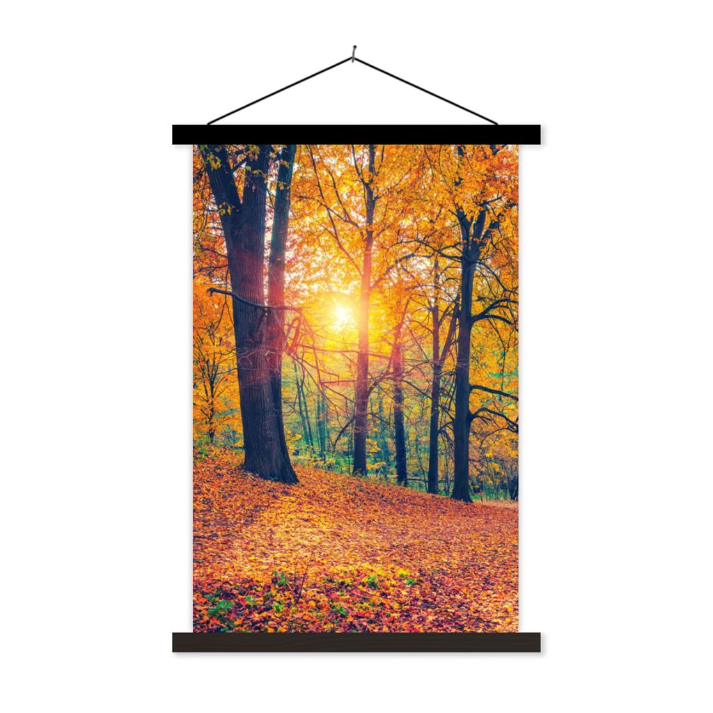 MuchoWow Textilposter Bäume - Herbst - Wald - Herbstliche Blätter 120x180 cm mit schwarzem Rahmen - Fotos