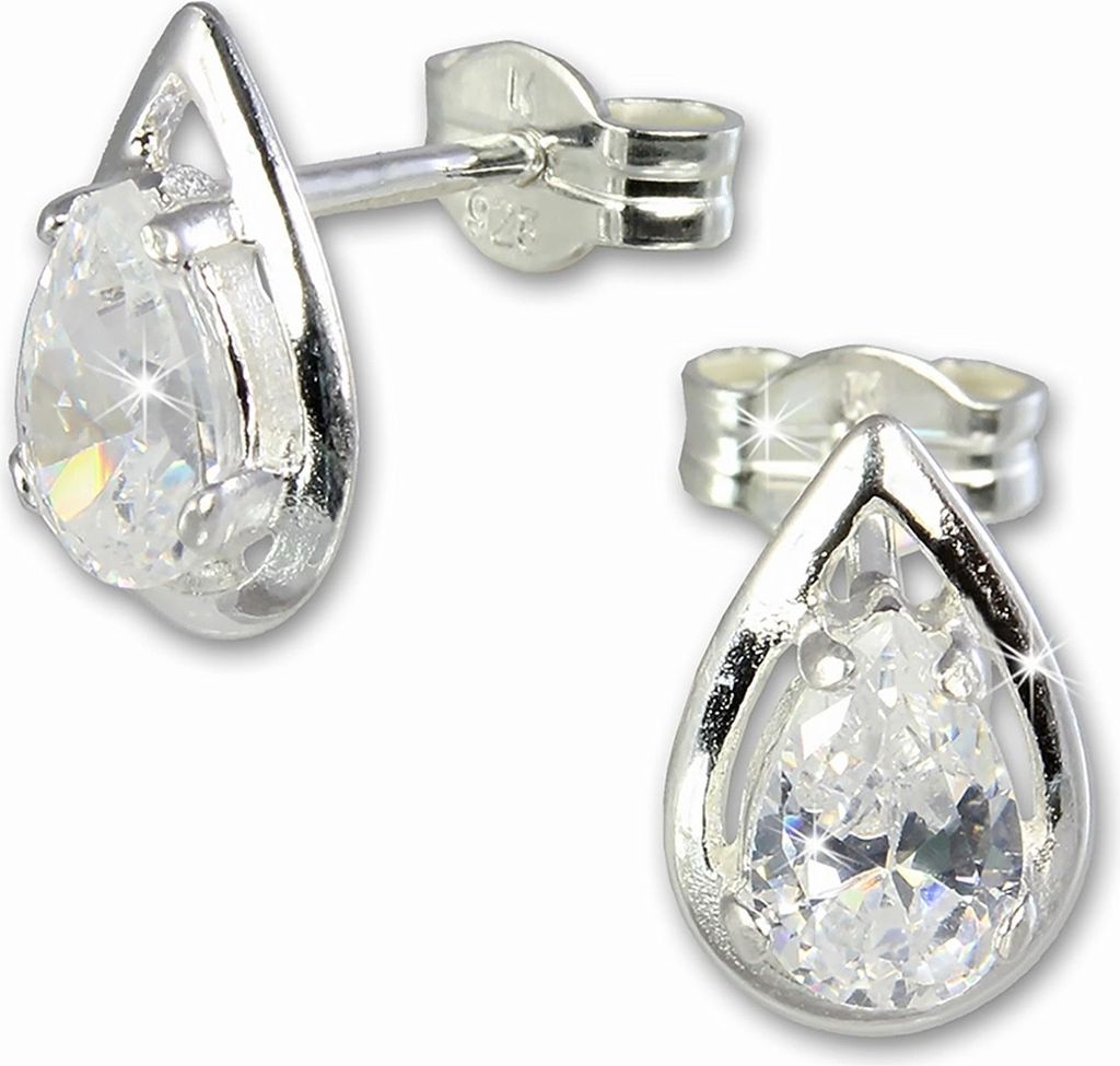 SilberDream Ohrstecker für Damen 925 Silber weiß Tropfen Produktbild 