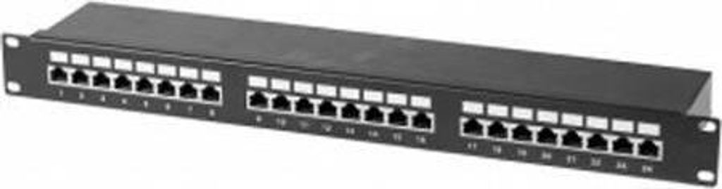 Patchfeld, Cat 6, 24 Port, STP, 1 HE, 48,30cm (19"), schwarz Cat 6 Patchfeld mit 24 Ports (257310)
