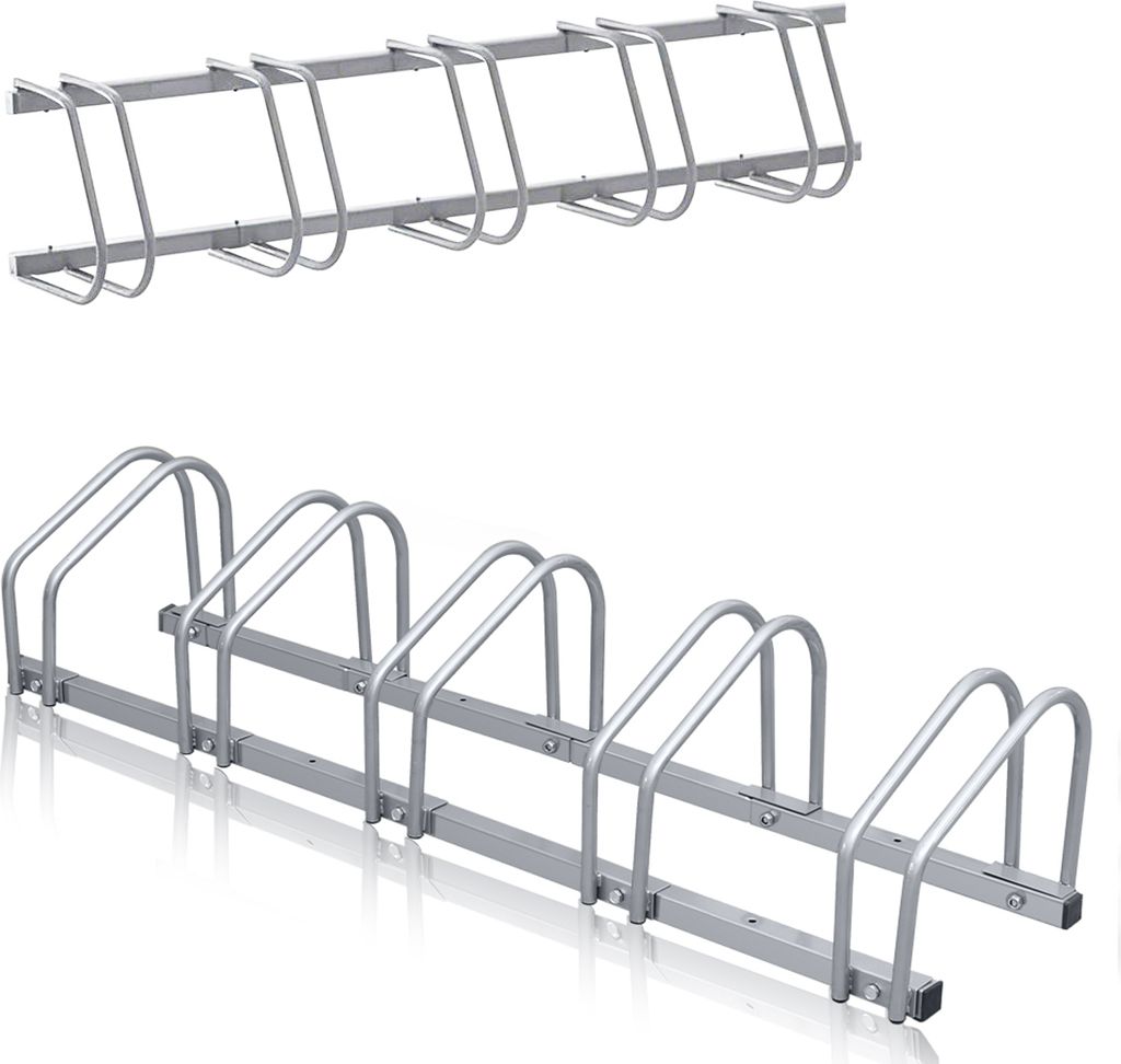 TolleTour Fahrradständer für 5 Räder Ständer Silber Rad Radständer Aufstellständer Fahrradparksystem in verschiedenen Größen
