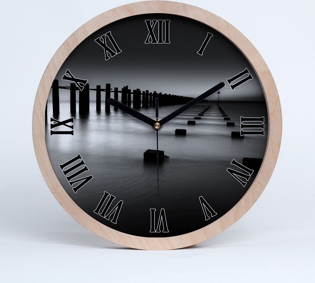 Holzuhr 20fi cm wanduhr - schwarze Spitzen - Wellenbrecher thames