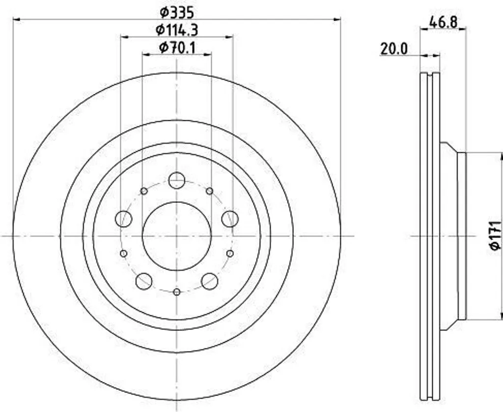 Disque de frein ventilé Tesla Model 3 compatible avec OE 104463100D HELLA