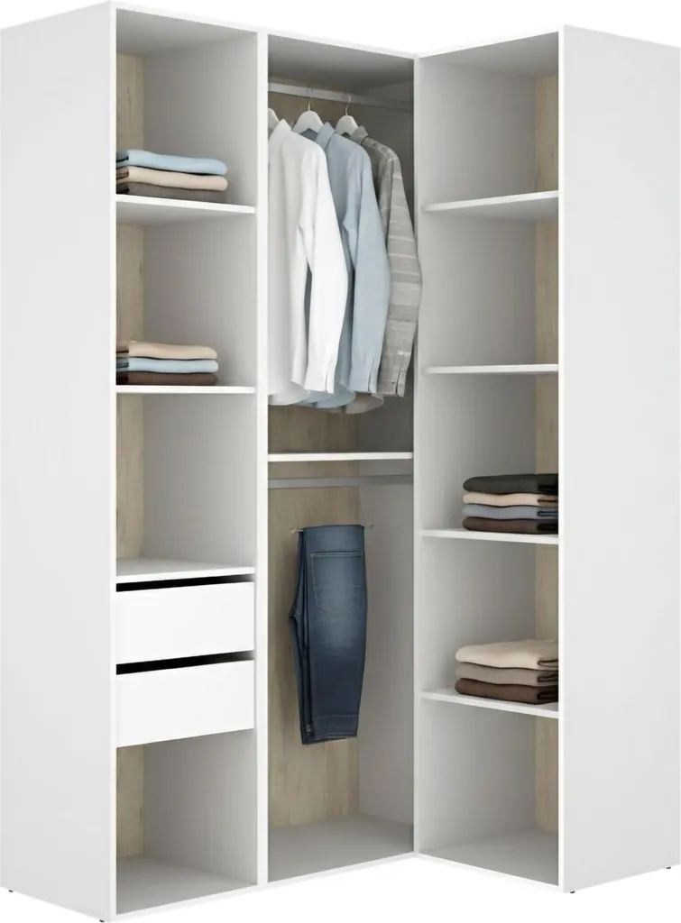 Grande armoire blanche Poyner 85x205h cm modulable pour chambre
