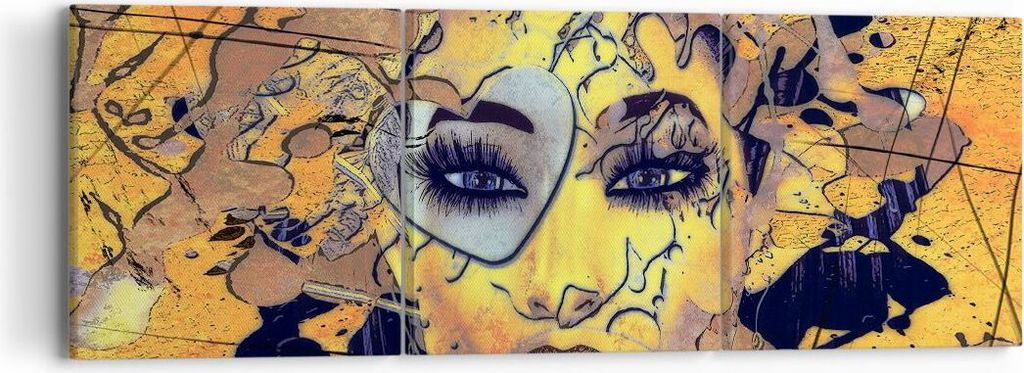 Bild auf Leinwand - Leinwandbild - Gesicht Frau - 90x30cm - Wand Bild - Wanddeko - Wandbilder - Leinwanddruck - Bilder - Kunstdruck - Wanddekoratio...