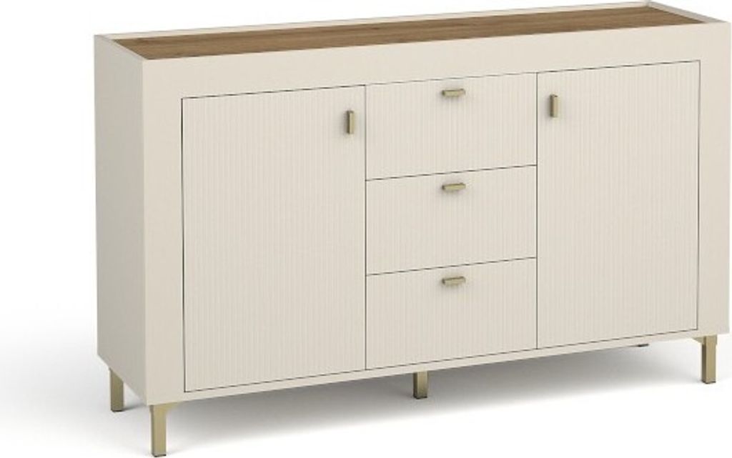 BETTSO Zweitürige Kommode für das Wohnzimmer MOSSA Cashmere Beige